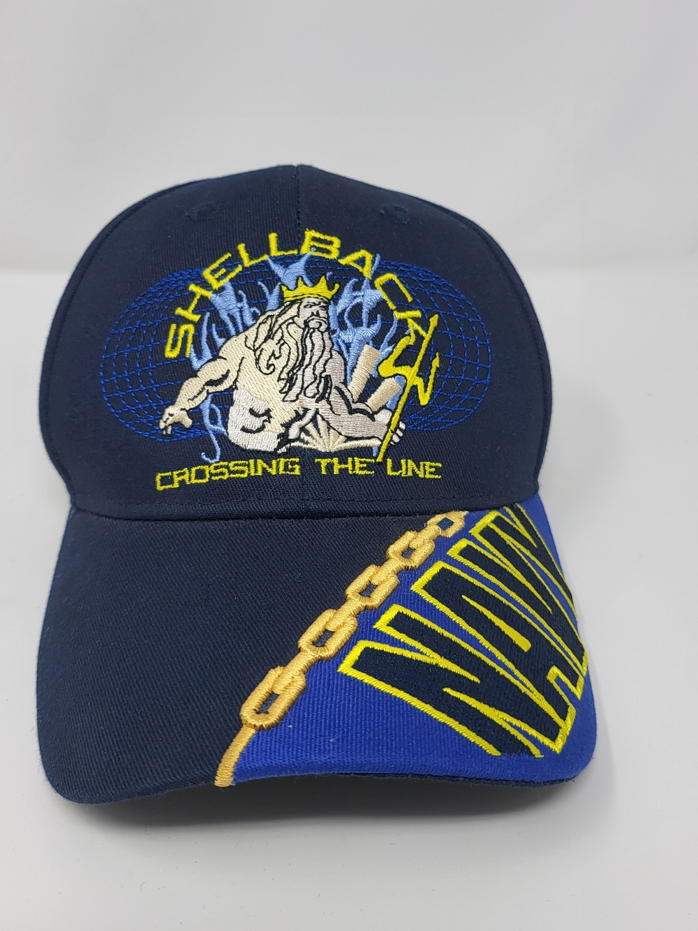 Shellback Embroidered Navy Trucker Hat - Yellow & Blue Accents